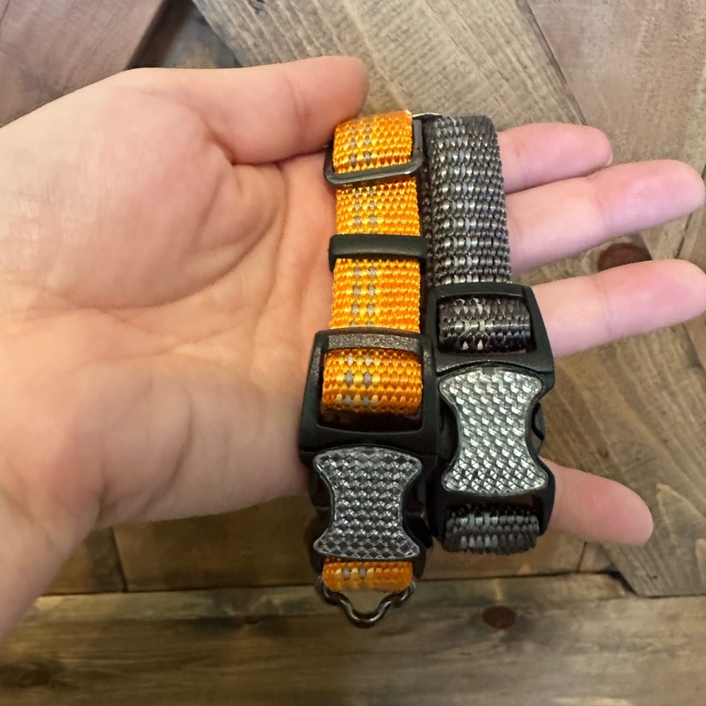 Reflective Dog Collar Set - Orange and Gray